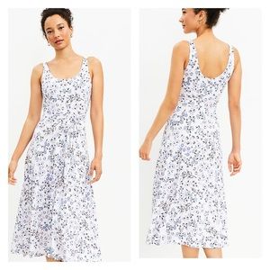 NWT Loft Petite Floral Tie Waist Sleeveless Midi Dress Size Small